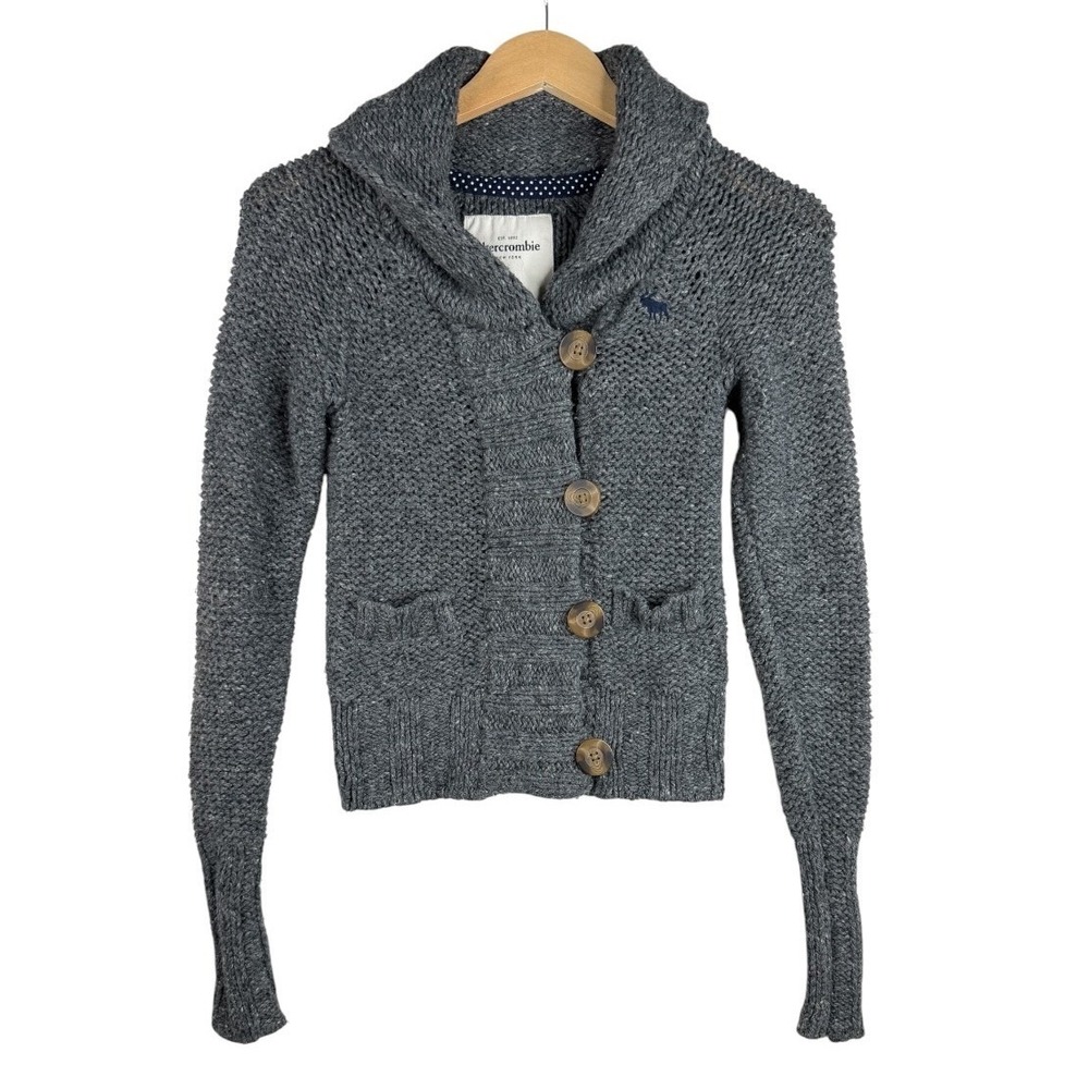 Abercrombie & Fitch Womens Gray Button Up Chunky Knit Cardigan Size Medium